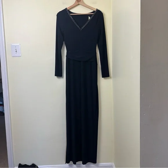 Ralph Lauren Embellished Evening Gown Navy Dress SZ 4 - Picture 7 of 14